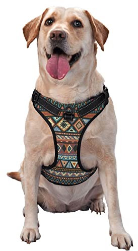 Indianer-Hundegeschirr, bedruckt, kein Ziehen, verstellbar, reflektierend, Haustier-Oxford-Weste, einfach anzuziehen