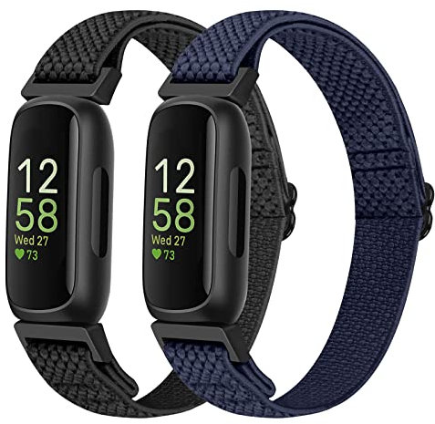 SHIJZWD Nylon Armband Kompatibel mit Fitbit Inspire 3/Inspire 2/Inspire/Inspire HR/Ace 3/Ace 2, Elastisches Verstellbares Ersatzarmband Dehnbare Sport Loop Armbänder für Damen Herren