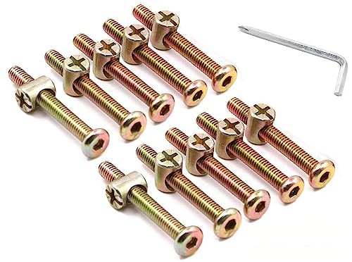 Boulons Meuble Lit Ensemble,10 Pièces M6 x 40mm Vis Boulon, M6 avec Ecrous à Barillet avec clé de type L pour meubles, berceaux, lits et chaises (M6*40mm)