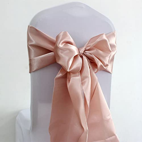 Nœuds Couverture de Chaise Sash, 10pcs/50pcs/100pcs Chaise en Satin Noeud Ceintures Accueil Fête Événement Mariage Décoration Chaise Ruban Noeud Cravates-Rouge,50pcs ( Color : Rose Gold , Size : 10 pc