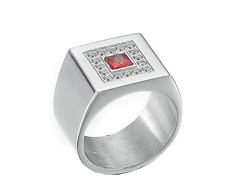 Beydodo Ringe Edelstahl Frauen, Ring Personalisiert Breit 16MM mit Zirkonia Siegelring Partnerringe Damen Ringe Nickelfrei Silber Größe 60 (19.1)