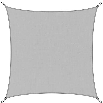 HOBBYGARDEN, Sonnesegel, für Swimming-Pool Balkon Terrasse Garten, Quadratisch, Wasserdicht, Sonneschutz, Wetterschutz, UV Schutz, Segel, Grau, 4,5 m