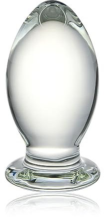 Dildo in vetro, plug anale in cristallo, giocattolo anale, giocattolo per principianti, per donne, uomini, masturbazione, punto G, stimolazione Butt Plug pene, giocattolo sessuale (4,7 x 10 cm)