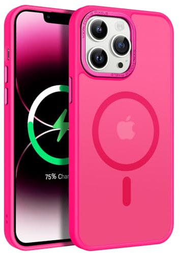 Cover Magnetica per iPhone 13 Pro Max, Compatibile con MagSafe, Protezione Antiurto Qualità Militare, Custodia Posteriore Traslucida Lucidata Anti-Impronte Digitali 6.7'' (Rosa Brillante)