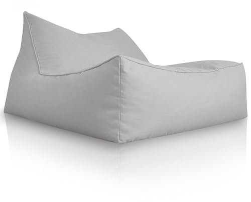 Aiire XXL Sitzsack Outdoor Modern - Riesen Bean Bag Liege mit Füllung für Garten und Pool - Bodenkissen Grob, Bodenstuhl - Outdoor Sitzsäcke für Kinder und Erwachsene Grau