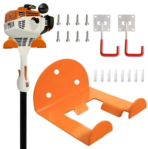 AUMEL 1 Pack Heavy Duty Garage Storage Hooks with 2 Packs Adjustable Hooks for Wall Storage Holder for Power Tools Hanger Grass Trimmer Hedge Trimmer Garage Wall
