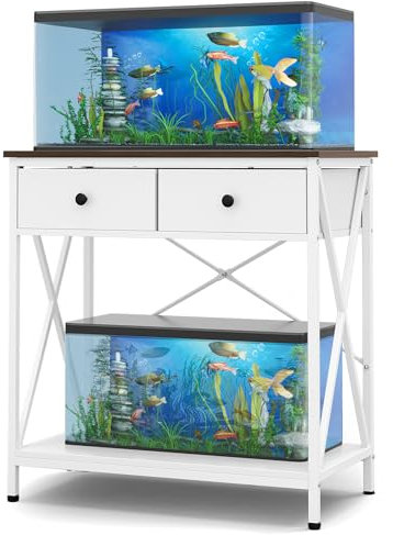 FILKO Aquarium-Ständer, 29 Gallonen: Stabiler Aquarium-Ständer mit Zubehör-Aufbewahrung, Metall-Tisch für Reptilienzüchter, Schildkröten-Terrarium, 78 x 41,9 cm, Tragkraft: 150 kg