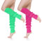 Tyqour 2 Paar Beinstulpen Neon Strümpfe für 80er 90er Jahre Damen Bein Stulpen Neon Pink Fluoreszierend Grün Gestrickte Beinstulpen 80er 90er Jahre Motto Party Fasching Karneval