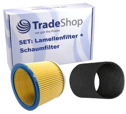 Trade-Shop 2in1 Set: Lamellenfilter + Schaumfilter kompatibel mit Aqua Vac 7408P 7409 7409P 7413 7413B 7413B/P 7423 760 8103B 8202B 8203 8203B 8203P