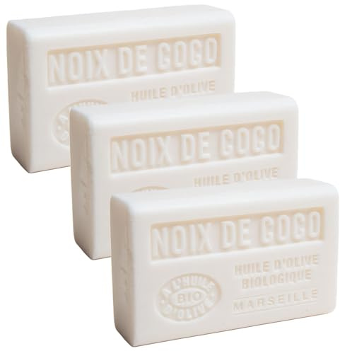 Label Provence Nature Savon de Marseille – pflegende französische Seife aus reinem Bio-Olivenöl und Sheabutter – Kokosnuss-Duft – 125 g Riegel – 3er-Set