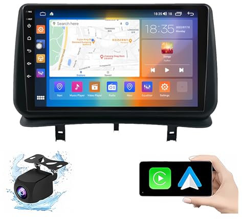 Radio estéreo para automóvil Android 13 de doble DIN con pantalla táctil de 10 pulgadas para Renault Clio 3 2005-2014 con Carplay, radio estéreo con GPS, cámara de respaldo AHD, controles en el volan