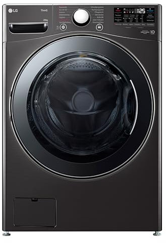 LG F0WVT202B, Klasse B, Big Capacity Waschmaschine 20 kg, Turbo Wash, Tiefenreinigung mit Dampf, Sicherheitsglastür, 60 x 55x 85 cm - schwarz