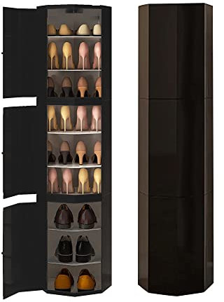 LFONDIGE Runder drehbarer Schuhregalturm, 360°-Organizer, 45/86/127/169/210 cm, Lazy Susan-Schuhregal, vertikales Schuhregal für kleine Räume, für Eingangsbereich, Wohnzimmer, Flur, Schuhschrank (Far