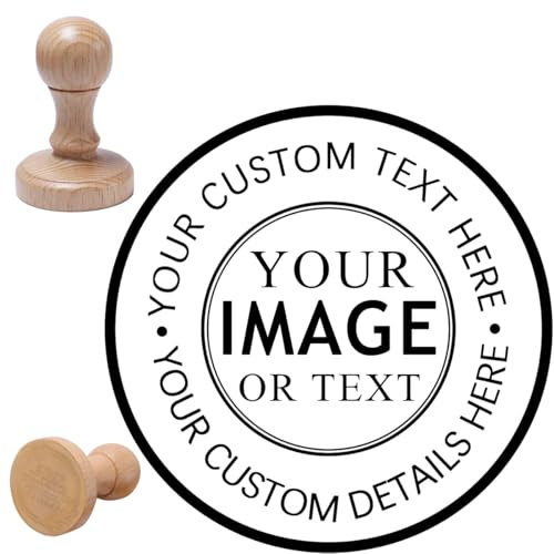 Stempel mit individuellem Logo, personalisiertes Bild, Holzstempel, Gummi, personalisierbar, Business-Logo, Textstempel, 5 verschiedene Größen, 5 Tintenfarboptionen