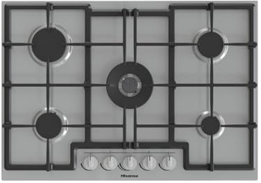 HISENSE GMED773X - Placa de cocción a gas, 74 cm, inoxidable, parrillas de hierro fundido Easy Clean