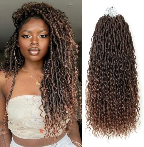 Saisifen 96 Mèches Tresse Au Crochet Boho Goddess Locs pour Femmes Noires, Faux Locs Souples Avec Extrémités Bouclées, Tresses Au Crochet Pré-bouclées t30 De Noir À Auburn 28 Pouces(70cm)