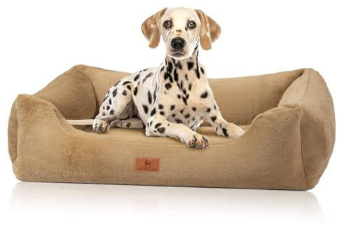 Knuffelwuff orthopädisches Hundebett aus kuschelig weichem Kaninchen Fellimitat Schnuffelupagus XL 105 x 75cm Braun | Abnehmbarer Bezug | waschbar | für große, mittelgroße und kleine Hunde