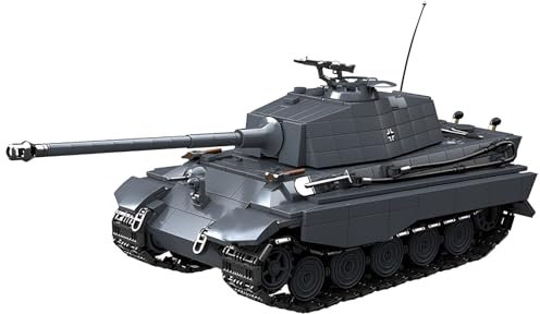 DzirePada Panzer Tiger II Bausteine Bausatz, 1563Stück WW2 Armee Modelle Panzer Spielzeug, Waffen Krieg Fahrzeuge Klemmbausteine Kit, Ideen Militärische Geschenke für Jungen Kinder Erwachsene