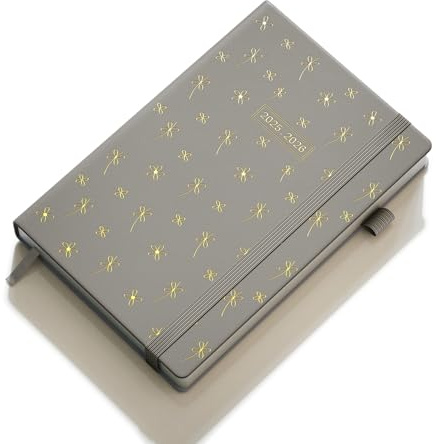 KaKa Dragon Kalender 2025-2026 Wochenplaner, Deutschsprachig, Terminplaner, A5 Buchkalender Agenda für Lehrer, Schüler, Büro, 18 Monate, Juli 2025 - Dezember 2026, 1 Woche 2 Seiten (Grau)