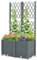 HOMASIS Lit de Jardin Surélevé en Bois avec Treillis, Jardinière d’Extérieur avec Disque Auto-Arrosant, Trous de Drainage, Bac à Fleurs pour Plantes Grimpantes, Légumes 80 x 40 x 140 cm (Gris)