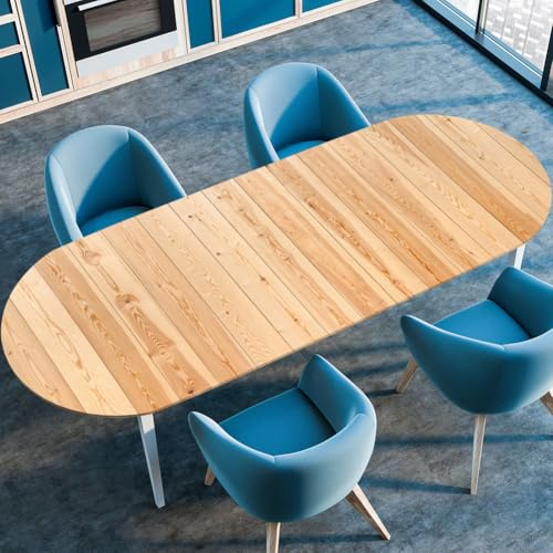 Morbuy Nappe Ovale Exterieur Nappe de Table Jardin Imperméable avec Bord Élastique, Impression de Bois Lavable Anti Ache Taches Cuisine pour Fête Table (Bois Camel,132x229cm)