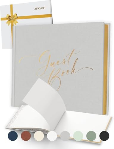 ARTESORI Wedding Guest Book for Reception — Gold-Foiled Guestbook to Sign in, Elegant Baby Shower Guest Book for Party & Birthday — Photo & Polaroid Guest Book for Wedding & Bridal Shower (Grey)