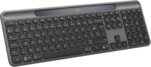 Logitech Signature Slim Solar+ K980 for Business Clavier sans Fil | Frappe discrète, récepteur sécurisé, Bluetooth, Windows, Mac, FRA AZERTY - Graphite