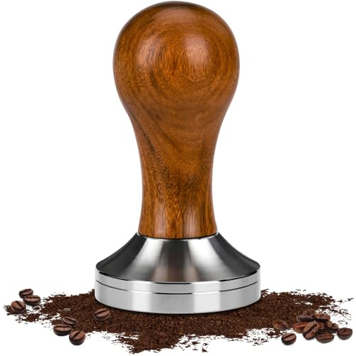 FEIGO 51mm Kaffee Tamper, Kaffee Tamper aus Edelstahl 304, Espresso Stampfer mit Walnussholz Griff, für Siebträger, Barista Tamper Cafés und Kaffeeliebhaber