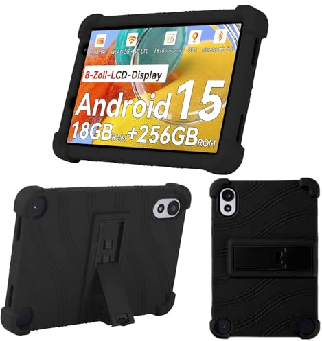 KUSINHOKA Funda para Blackview Zeno 1 8 Pulgadas, Funda Protectora con Función de Soporte, Anti-Choque Suave Silicona Carcasa Case para Tableta Blackview Zeno 1, Negro