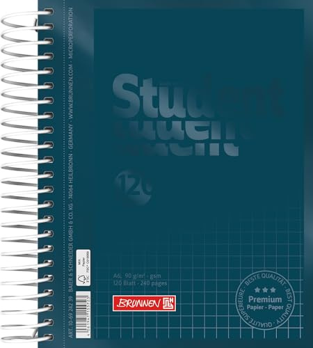 BRUNNEN Collegeblock Premium Student Colour Code | A6, kariert, 120 Blatt, denim | A6, kariert, 120 Blatt, denim