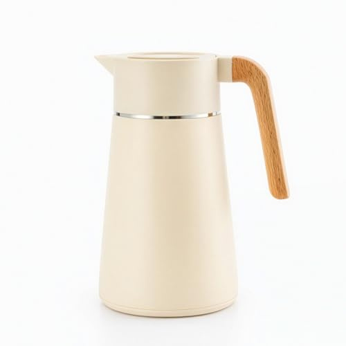 SUNNYNEST 1.5L Stainless Steel Thermal Carafe Vacuum Insulated Coffee Pot | Insulated Beverage Dispenser Double Wall Stainless Steel Design Keeps Hot Cold Drinks Fresh For Home Office Camping White