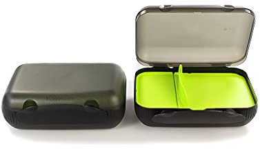 Tupperware 16274 to Go Lunch Box 2 Stück Lunchbox mit Trennwand, Schwarz/Limettengrün (1er Pack)