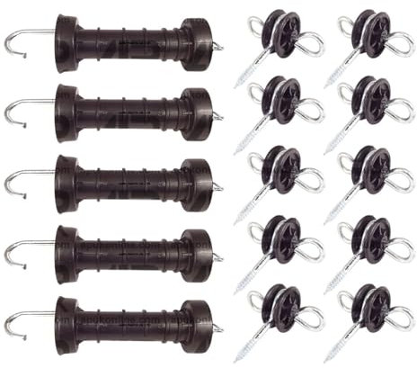 5x Electric Fence Gate Handle & 10x Insulators Kit Heavy Duty Pack Spring NEW