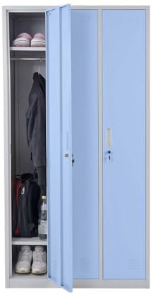 Schließfach Boston T829, Spind Wertfachschrank Schließfachschrank, Metall 3 Fächer - blau