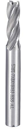 Sourcingmap 8mm Shank 7mm x 19mm Straight Flat Nose End Mill Cutter CNC Router Bits 4 Flute