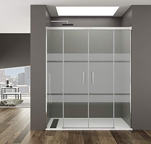 Box doccia - GME - Basic Spazio - Frontale 2 fogli fissi + 2 fogli scorrevoli - in trasparente o gelo plus (162-172 cm, FROST PLUS)