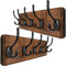 WEBI Garderobenleiste,Garderobenhaken,Wandgarderobe Holz mit 5 Haken,Kleiderhaken Wand,Hakenleiste Garderobe,Jackenhalter Wand für Mäntel,Jacken,Rustikal Braun,2 Stück