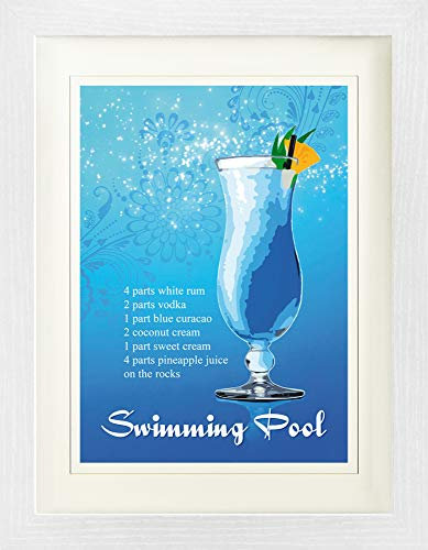 1art1 Cocktails Poster Swimming Pool Gerahmtes Bild Mit Edlem Passepartout | Wand-Bilder | Im Bilderrahmen 40x30 cm