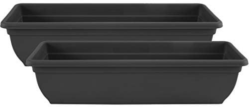 Muddy Hands Pack of 2-60cm Long Black Trough Plant Pot Plastic Planter Outdoor Garden Window Herb Flower Box