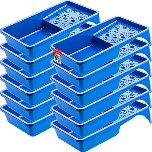 KADAX Farbwanne, Farbschale aus Kunststoff, Maler Lackierschale für Wandfarbe, Lackierwanne mit kleinem Griff, Malerzubehör, Lackwanne, Malerbedarf, Lackschale (12, blau)