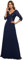 Ever-Pretty Women's V Neck Long Sleeve Elegant A Line Floor Length Long Chiffon Evening Dresses with Sequin Navy Blue 12UK