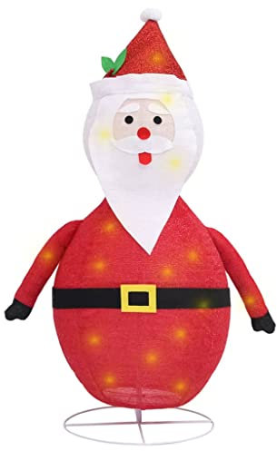 vidaXL Weihnachtsmann Figur LED Luxus Beleuchtet Nikolaus Santa Claus Weihnachtsdeko Weihnachten Dekoration Weihnachtsfigur Deko Stoff 60cm