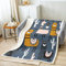 Niedlich Lama Wohndecke Kinder Karikatur Boho Lama Alpaka Decke 150x200cm für Mädchen Jugendliche Zimmer Kawaii Bohemien Tier Dekor Kuscheldecke Kaktus Botanisch Blau Flanell Fleecedecke