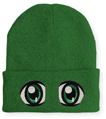 tshirtladen Anime Mütze lustige Nerd Mütze cute Eyes für Damen und Herren, Farbe: Kelly Green