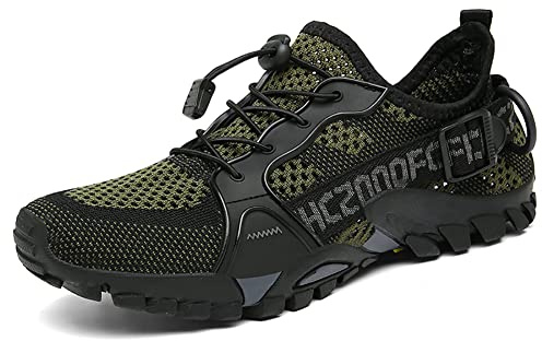 TANGYUGEN Water Shoes Men Women Outdoor Hiking Shoes Quick Drying Beach Aqua Shoes for Water Sport Diving Sailing Swim Travel Trailing Trekking Walking Climbing Sneakers Army Green