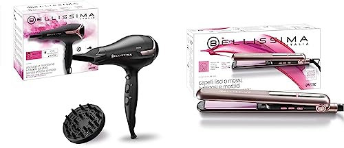 Bellissima Imetec K9 2300, Secador de pelo, seca y mantiene hidratado el cabello sin efecto rizado, 2300 W & Imetec B9 300, Plancha de pelo para peinado liso u ondulado