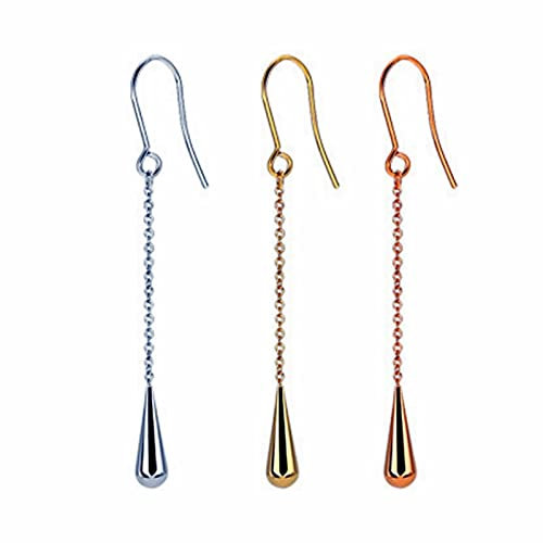 Musihy Edelstahl Tropfen Ohrringe Für Frauen Tropfen Ohrringe Jahrestag Geschenk Für Sie Kette Träne Silber Gold Roségold 3 Paare