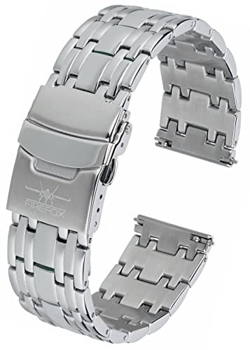 FIREFOX Ersatz- Uhrenarmband extra lang Überlänge Edelstahl voll massiv Breite 18mm MB-04-B18 Quick Change Release