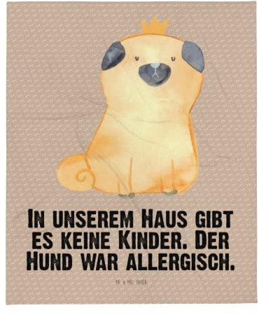 Mr. & Mrs. Panda Wolldecke Mops Krone - Geschenk, Entspannen, Hund, Lustig, Sprüche, Decke, Haha, Tagesdecke, Gemütlich, Königlich, Allergisch