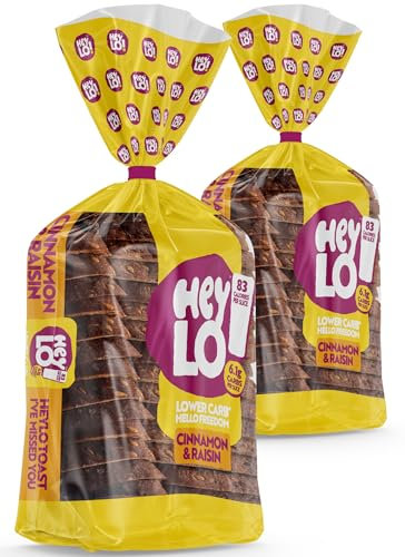 Heylo Low-Carb Cinnamon & Raisin Bread | Keto Bread Loaf for Sandwiches, Toast or Delicious Keto Low Carb Loaf (Pack of 2)